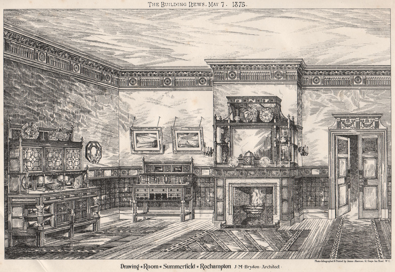 Drawing room, Summerfield, Roehampton; J.M. Brydon, Architect. London 1875